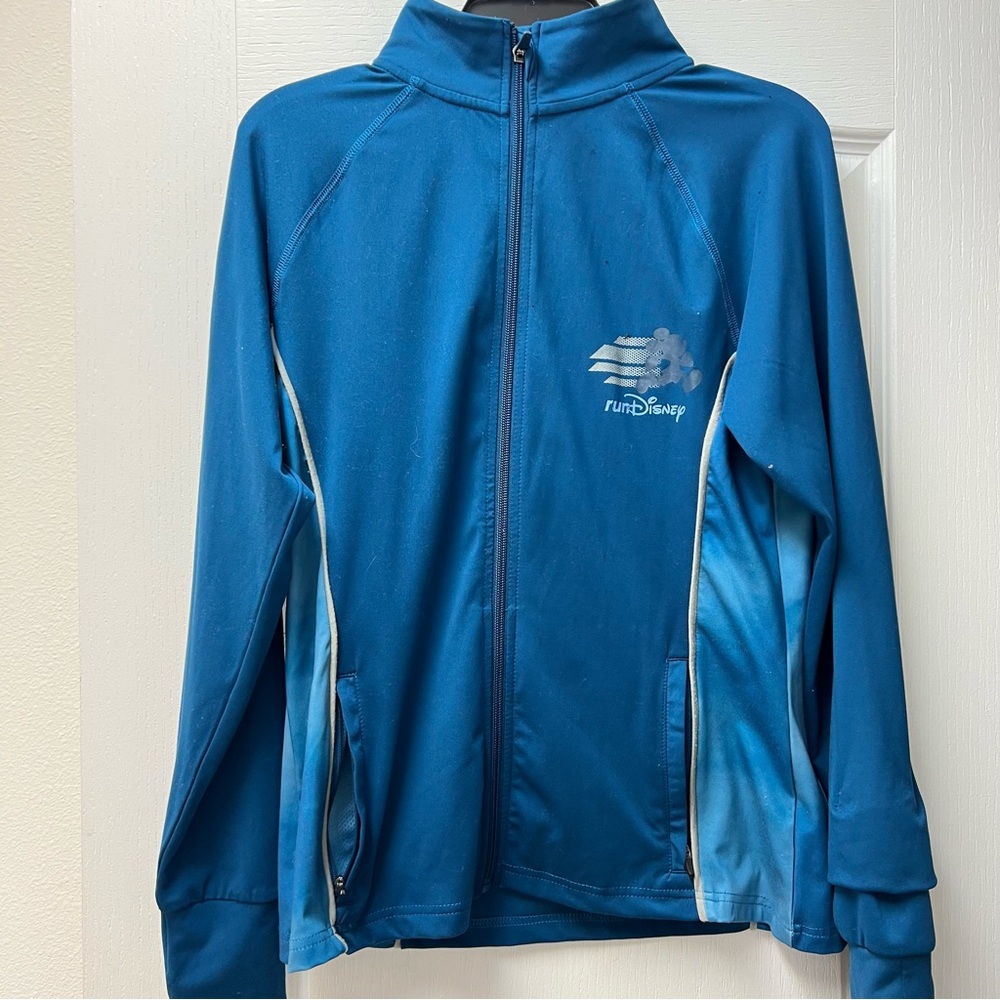 Disney Run Disney Blue Front Zip Warm Up Lightweight Run Jacket Sz S